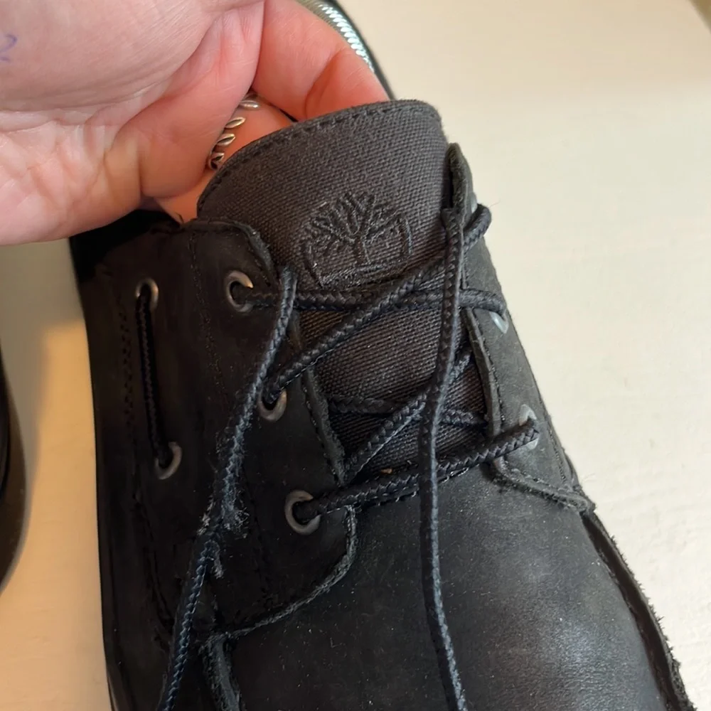 Timberland Men's Black Nubuck 3 Eye Lace Up Boat Shoe Size 10.5